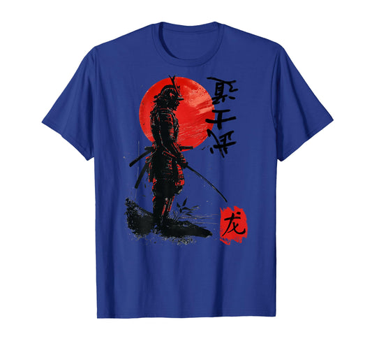 Samurai Japanese Red Eclipse Warrior Art BACK T-Shirt