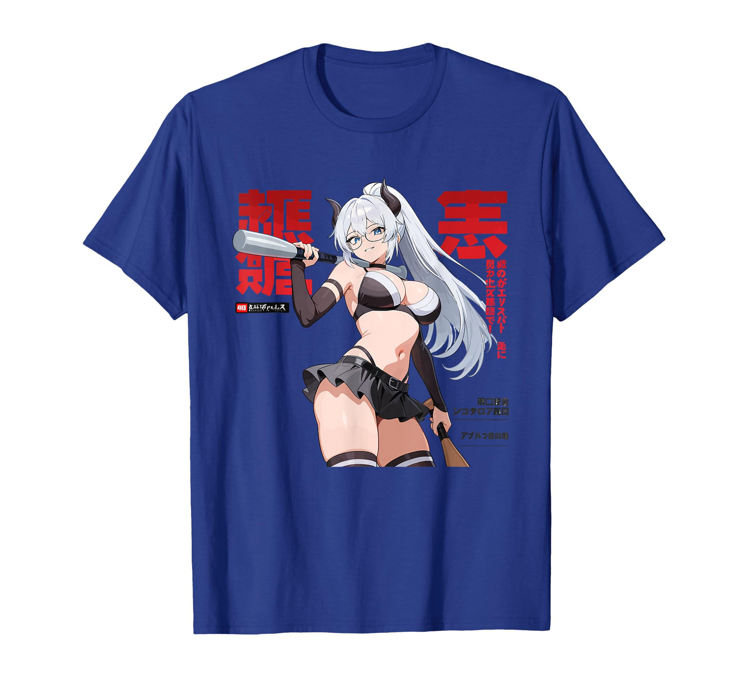Waifu Sexy Anime Girl Horns Baseball Japanese Manga Style T-Shirt