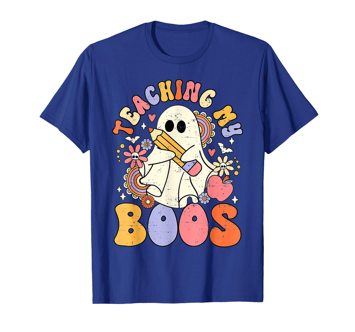 Teaching My Boos Cute Ghost Retro Groovy Teacher Halloween T-Shirt