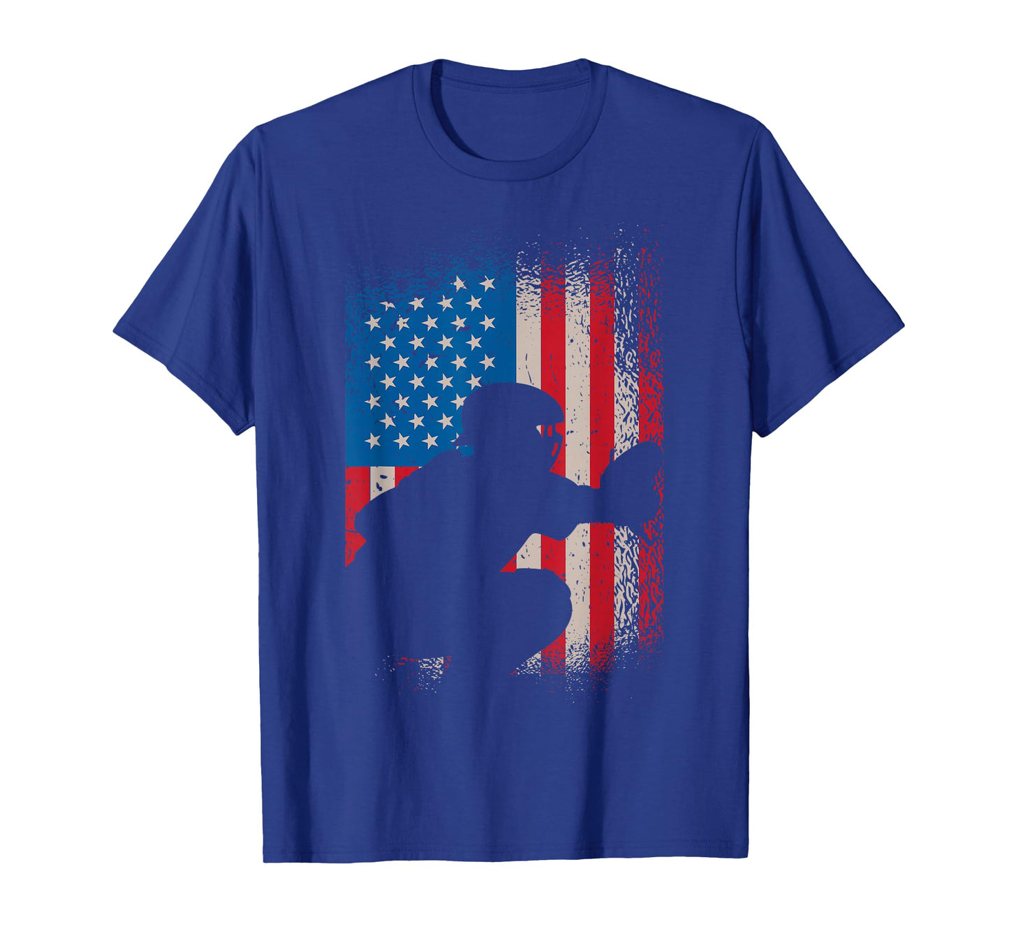 American Flag Baseball Catcher Design - USA Flag Baseball T-Shirt