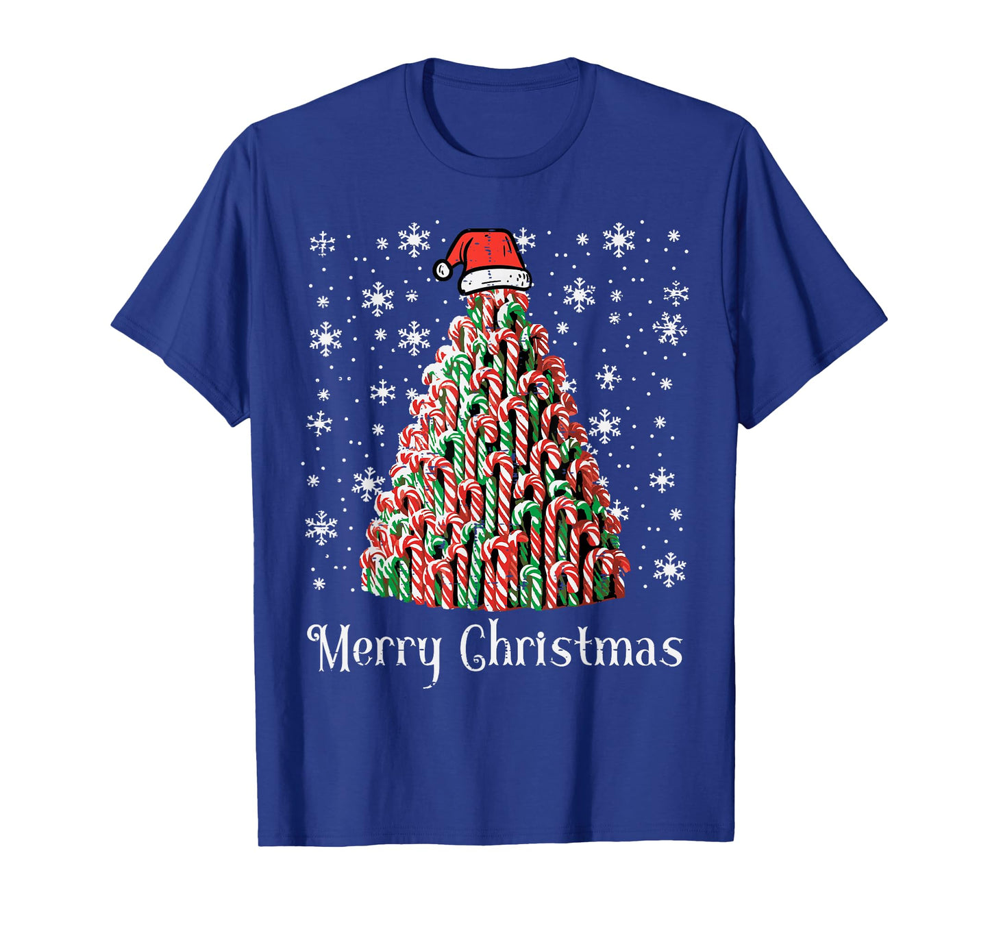 Merry Christmas Candy Cane Tree Xmas Kids Youth Men Women T-Shirt