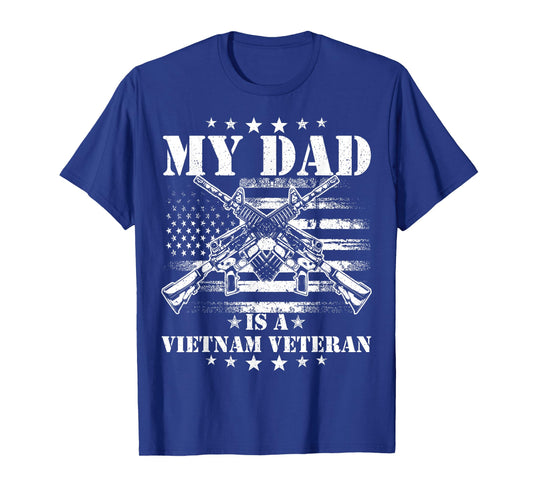 My Dad Is A Vietnam Veteran Proud US Patriotic Vet USA Flag T-Shirt
