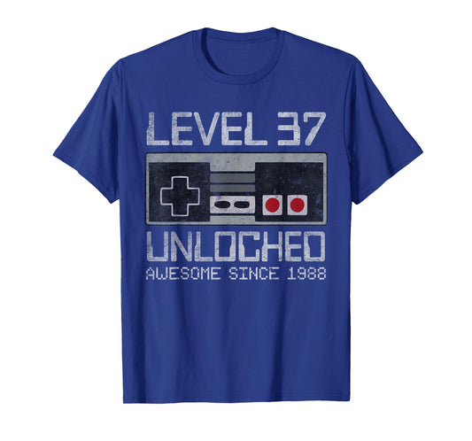 Level 37 Unlocked 37th Birthday 37 Year Old Video Gamer Men T-Shirt