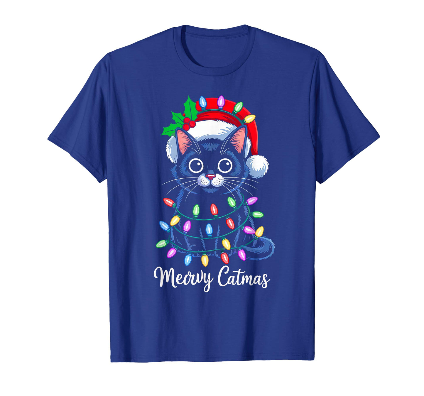Meowy Catmas Santa Christmas Cat Kitten Funny Xmas Pajamas T-Shirt