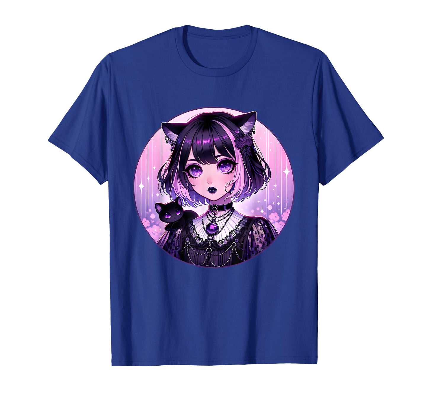 Japanese Gothic Kawaii Anime Pastel Goth Emo Witchy Cat Girl T-Shirt