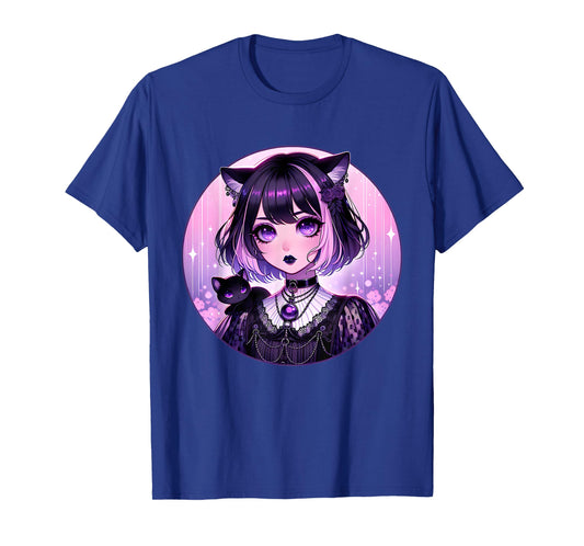Japanese Gothic Kawaii Anime Pastel Goth Emo Witchy Cat Girl T-Shirt