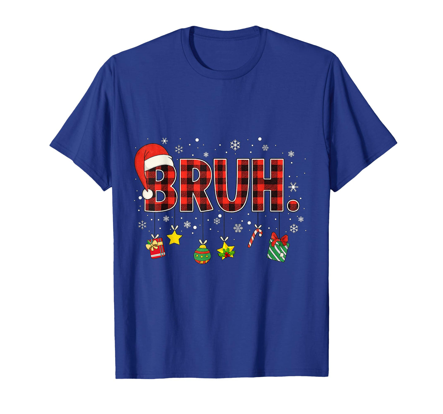 Bruh Funny Christmas Red Plaid Teens Boys Kids Xmas Pajamas T-Shirt