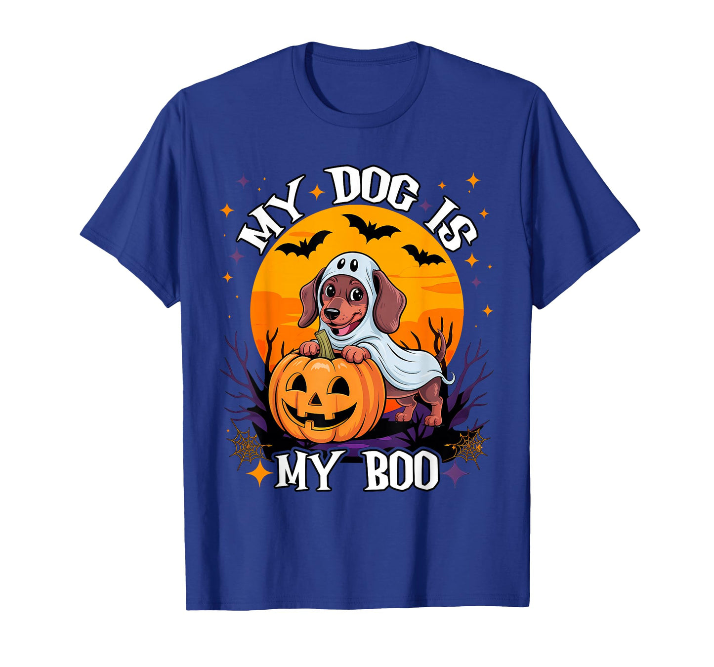 Dog Halloween Ghost Dachshund Pumpkin My Dog is My Boo T-Shirt