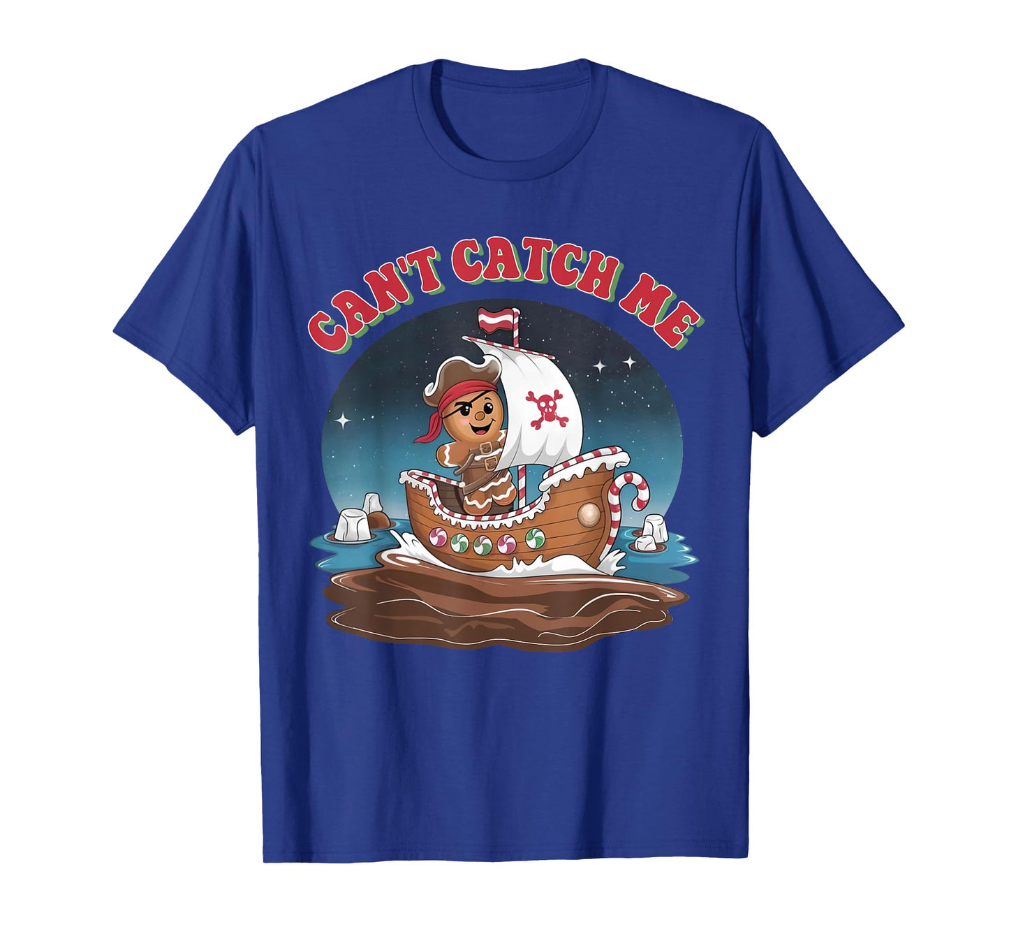 Can't Catch Me Retro Christmas Gingerbread Pirate Men Boy PJ T-Shirt