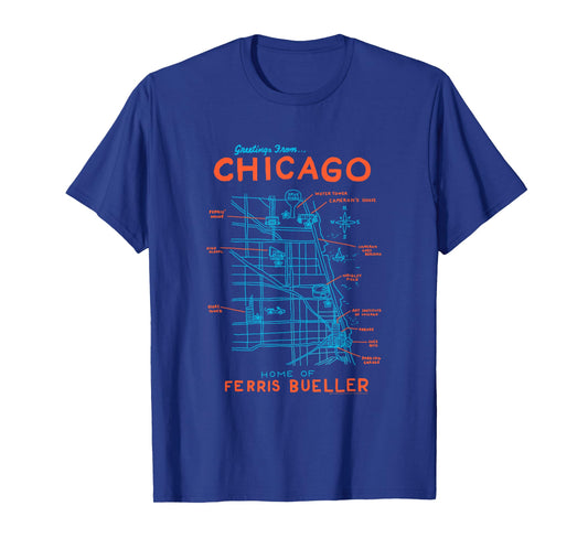 Ferris Bueller's Day Off Chicago Map Funny Movie T-Shirt