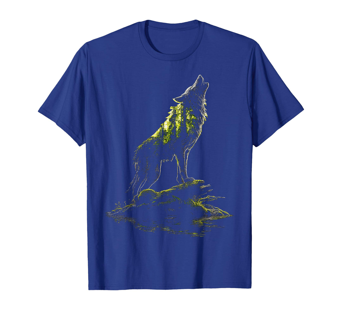 Wolf Wildlife Drawing Nature Plants Art Animal Graphic Wolf T-Shirt