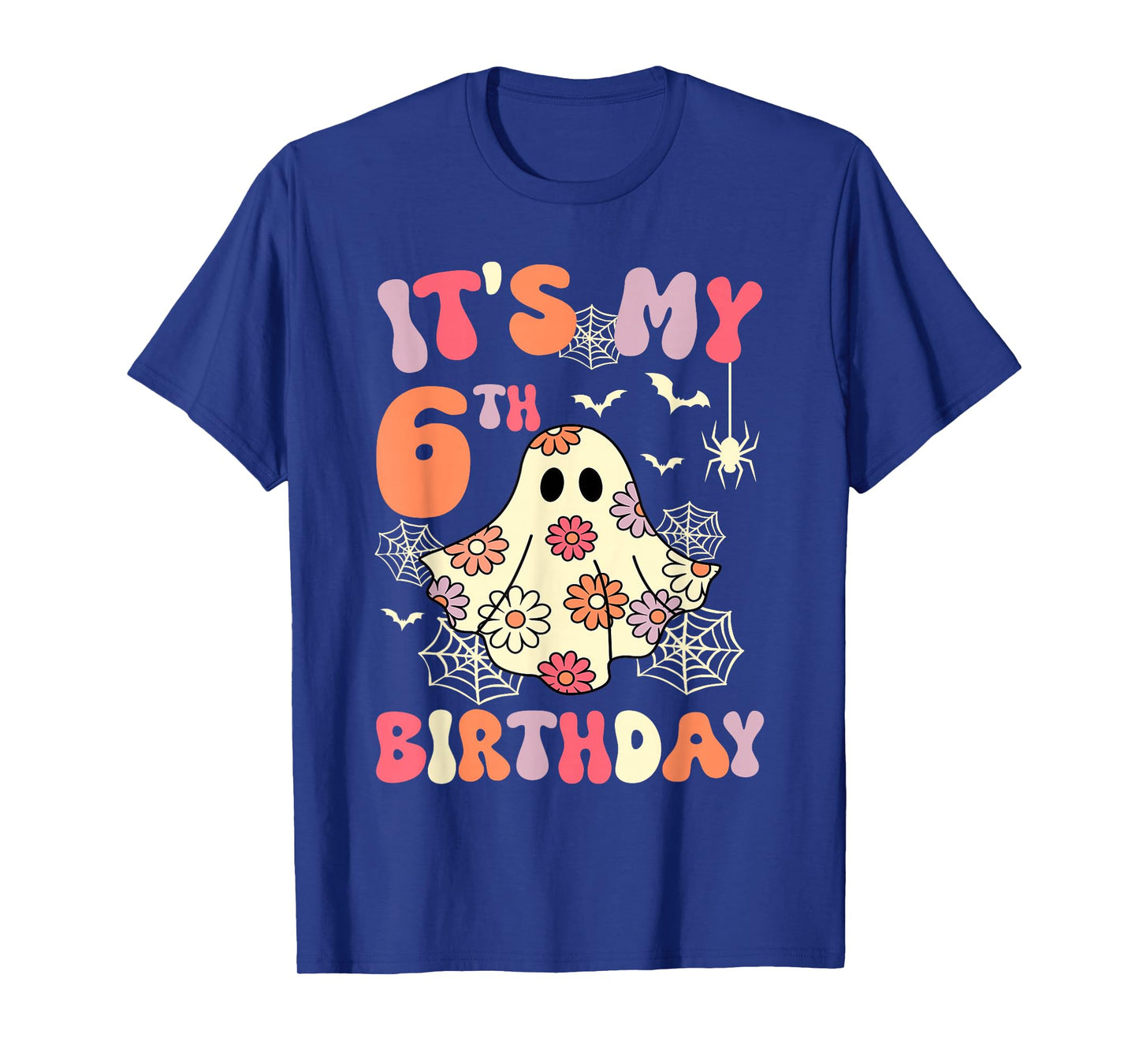 It's My 6th Birthday Halloween Ghost 6 Years Old Kids Girls T-Shirt
