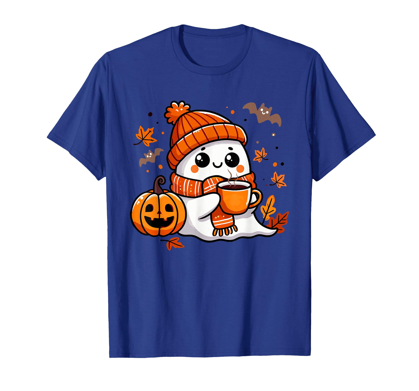 Halloween Ghost Drinking Coffee, Cute Kawaii Halloween T-Shirt