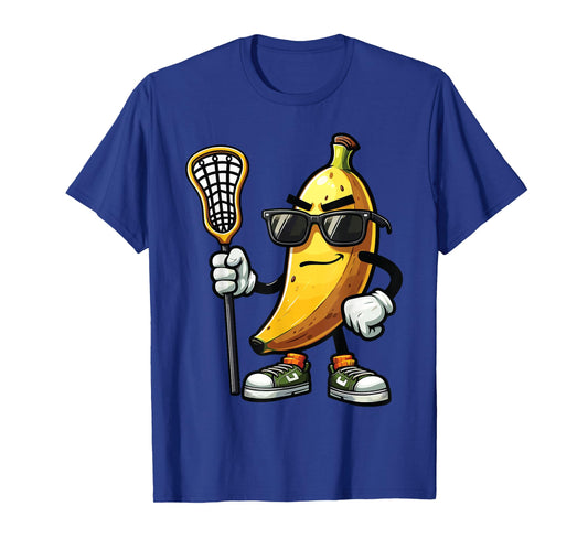 Banana Playing Lacrosse Funny Youth Boys Lacrosse Goalie T-Shirt