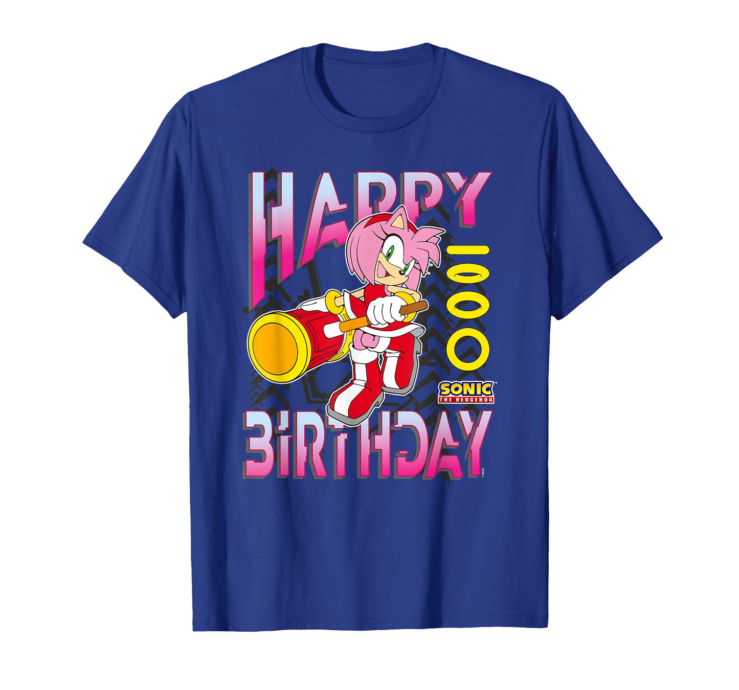 Sonic The Hedgehog Happy Birthday Amy Grid Chest Poster T-Shirt