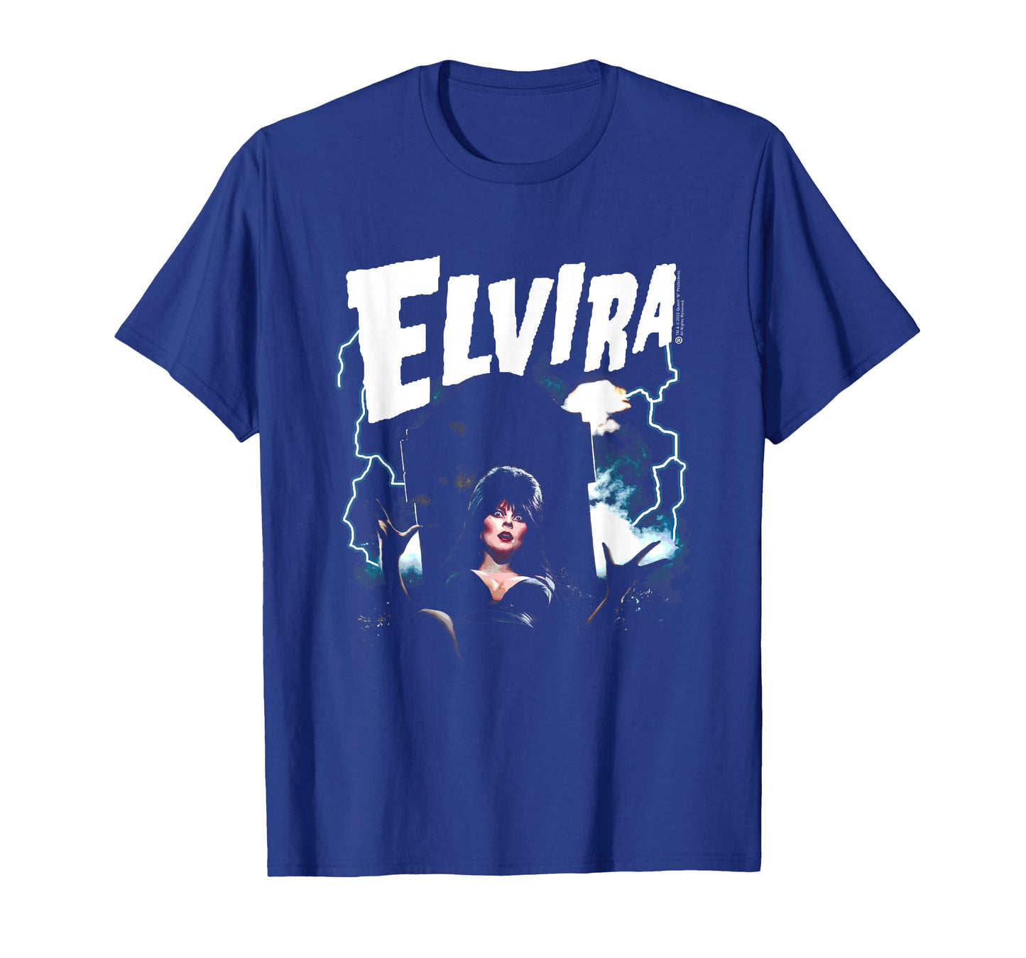 Elvira, Mistress of The Dark Grave and Lightning T-Shirt Small