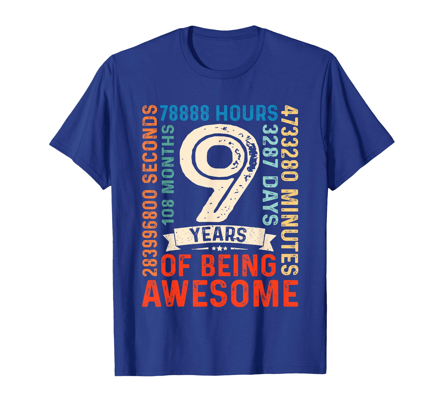 Nine 9yr Vintage 9th Birthday 9 Years Old Retro 108 Months T-Shirt