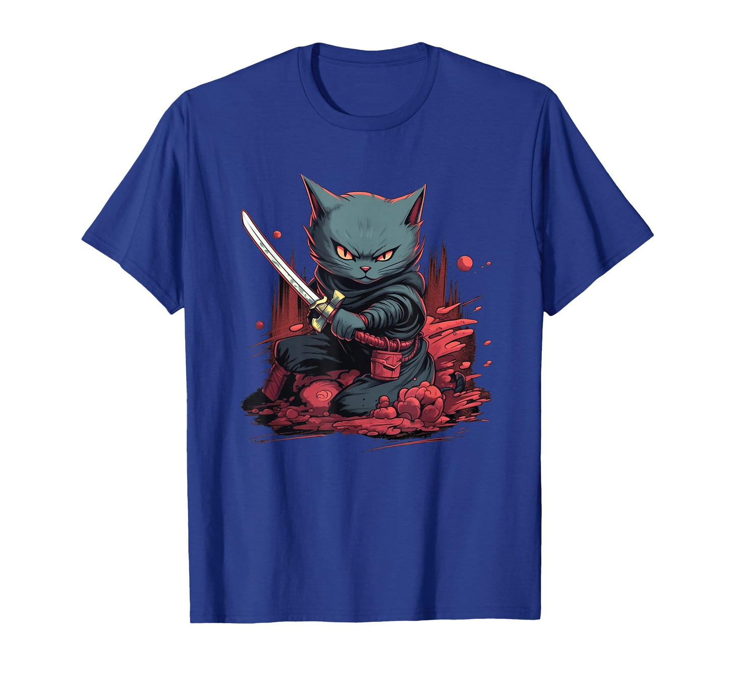 Vintage Japanese Samurai Ninja Cat Tattoo Kawaii T-Shirt