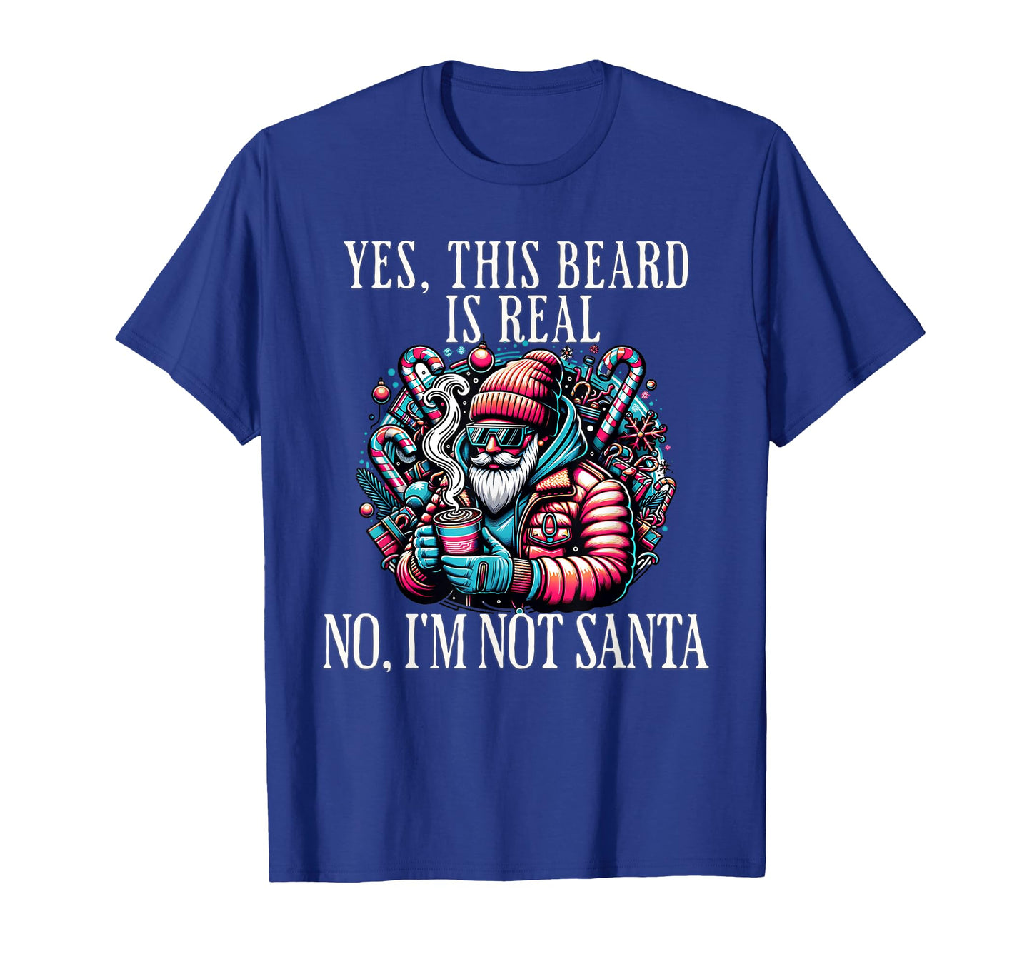 Yes This Beard Is Real No I'm Not Santa Christmas Bearded T-Shirt