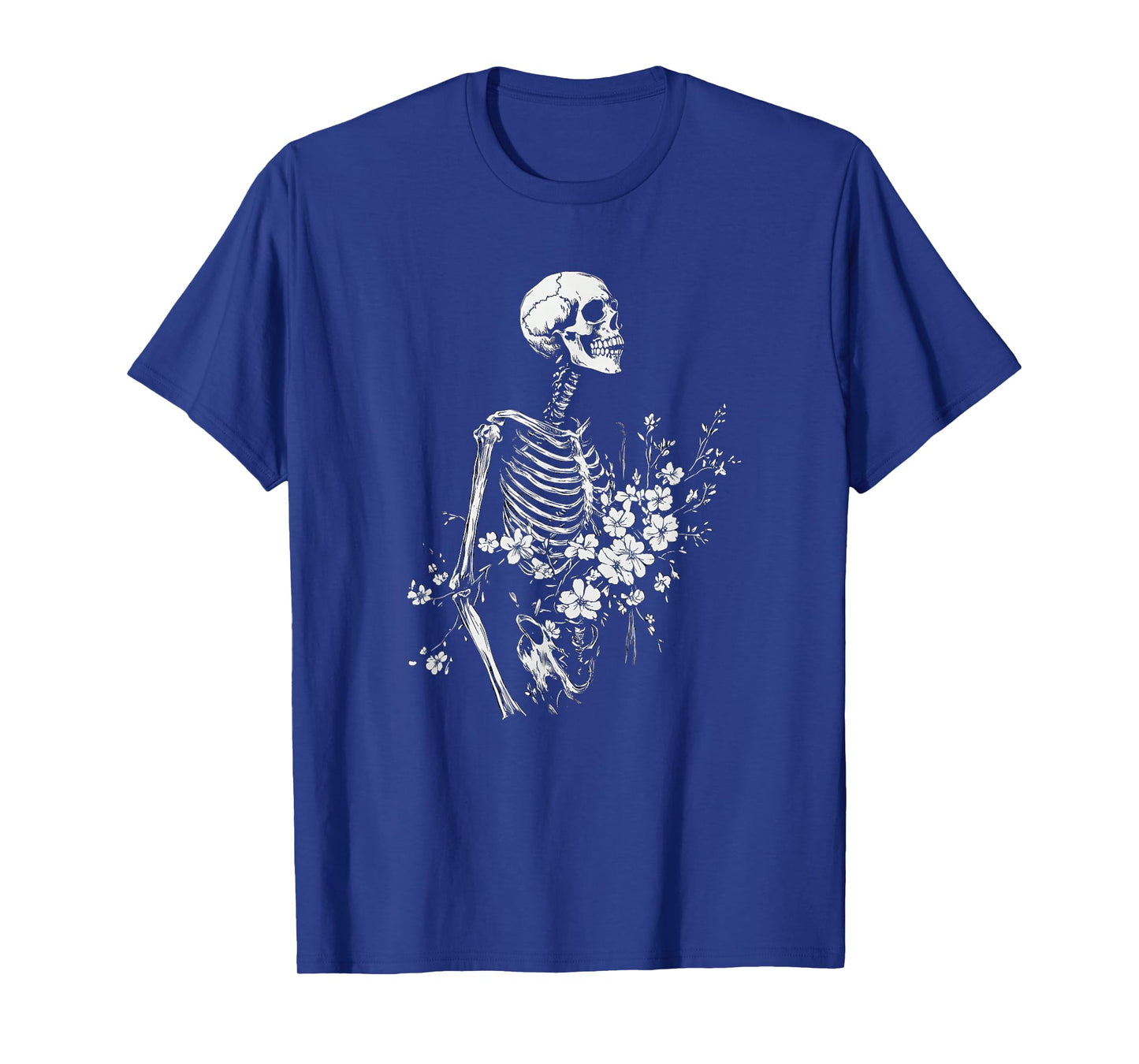 Floral Skeleton Gothic Occult Witchy Dark Creepy Design T-Shirt