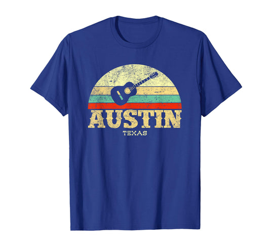 Retro Austin Texas Guitar Shirt Vintage Lone Star State Tee T-Shirt