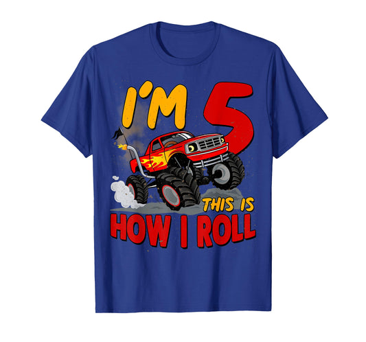5th Birtdhay T Shirt Monster Truck 5 Years Old Boy Gift T-Shirt