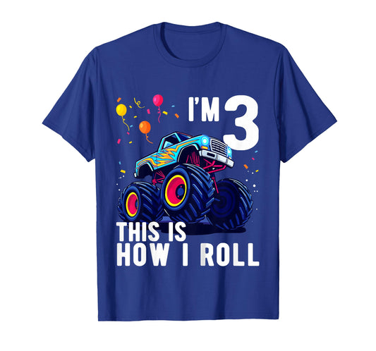Kids Birthday Monster Truck 3 Year Old Boy 3rd Birthday Party T-Shirt