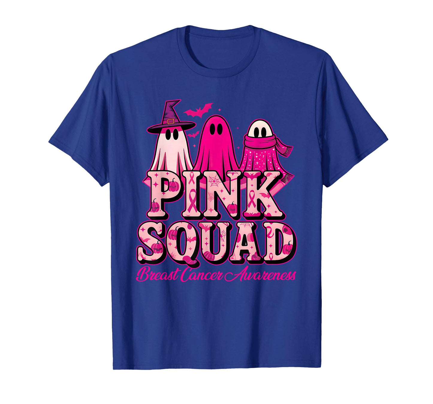 Spooky Pink Ghosts Squad Halloween Breast Cancer Awareness T-Shirt