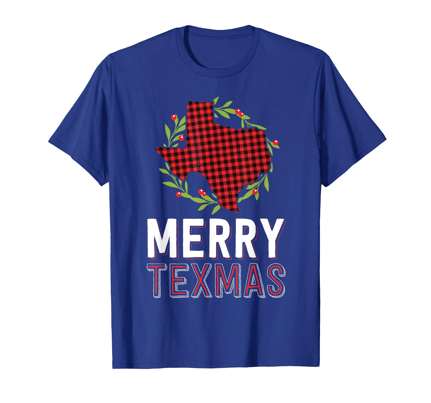 Merry Texmas Texas Yall Red Buffalo Plaid Family Christmas T-Shirt