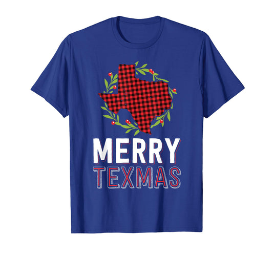 Merry Texmas Texas Yall Red Buffalo Plaid Family Christmas T-Shirt