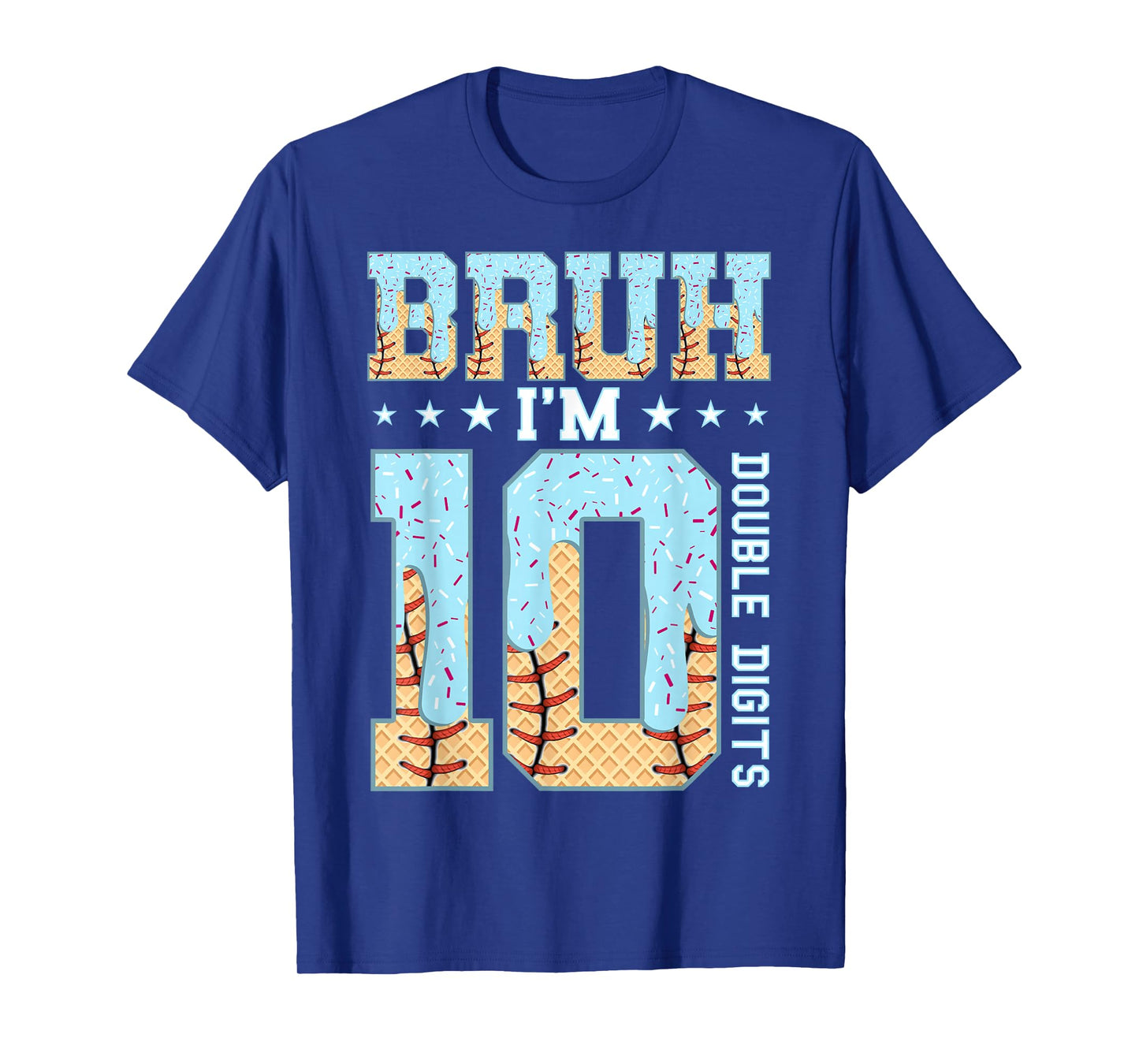 10th Birthday Boy Ice Cream Baseball Drip 10 Year Old Boys T-Shirt