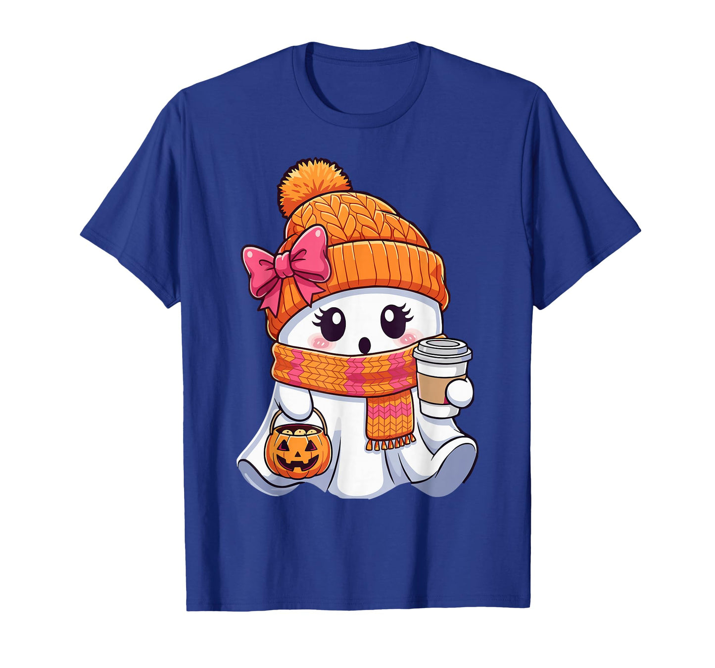 Cute Halloween Ghost Coffee Autumn Pumpkin T-Shirt