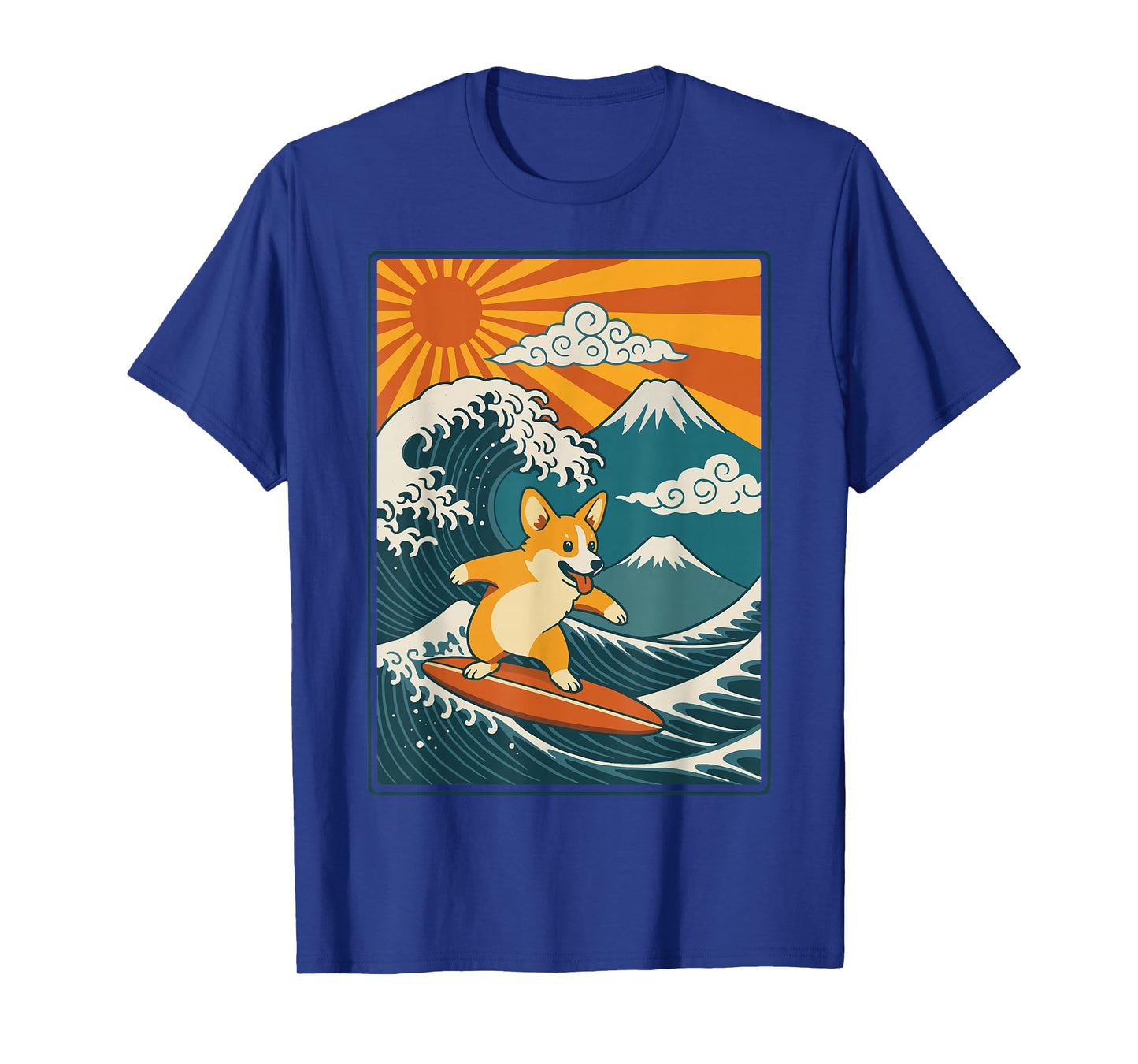 Corgi Surfing Japanese T-Shirt