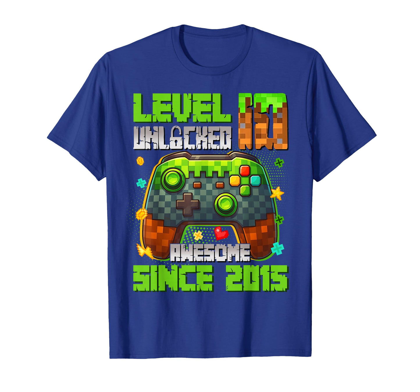 Level 10 Unlocked Awesome Since 2015 10th Birthday Gaming T-Shirt