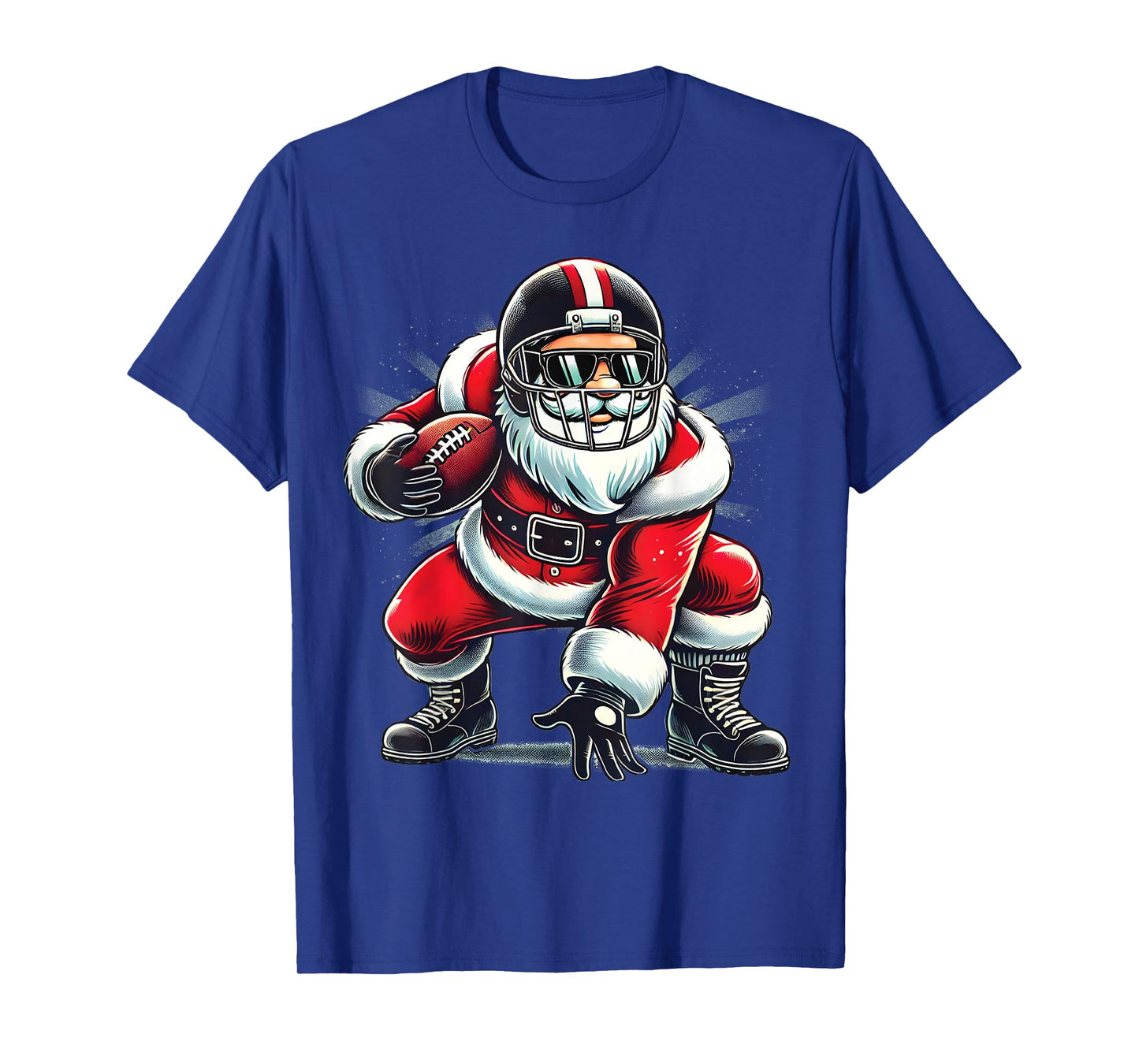 Christmas Santa Claus Football Lineman Quarterback Boys Kids T-Shirt