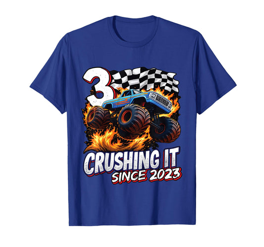 Kids Birthday Monster Truck 3 Year Old Boys 3nd Party Born 2023 T-Shirt