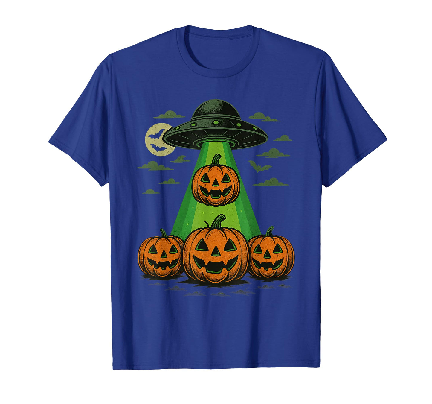 Funny Halloween Pumpkin Jack O Alien Abduction UFO Kids Boys T-Shirt