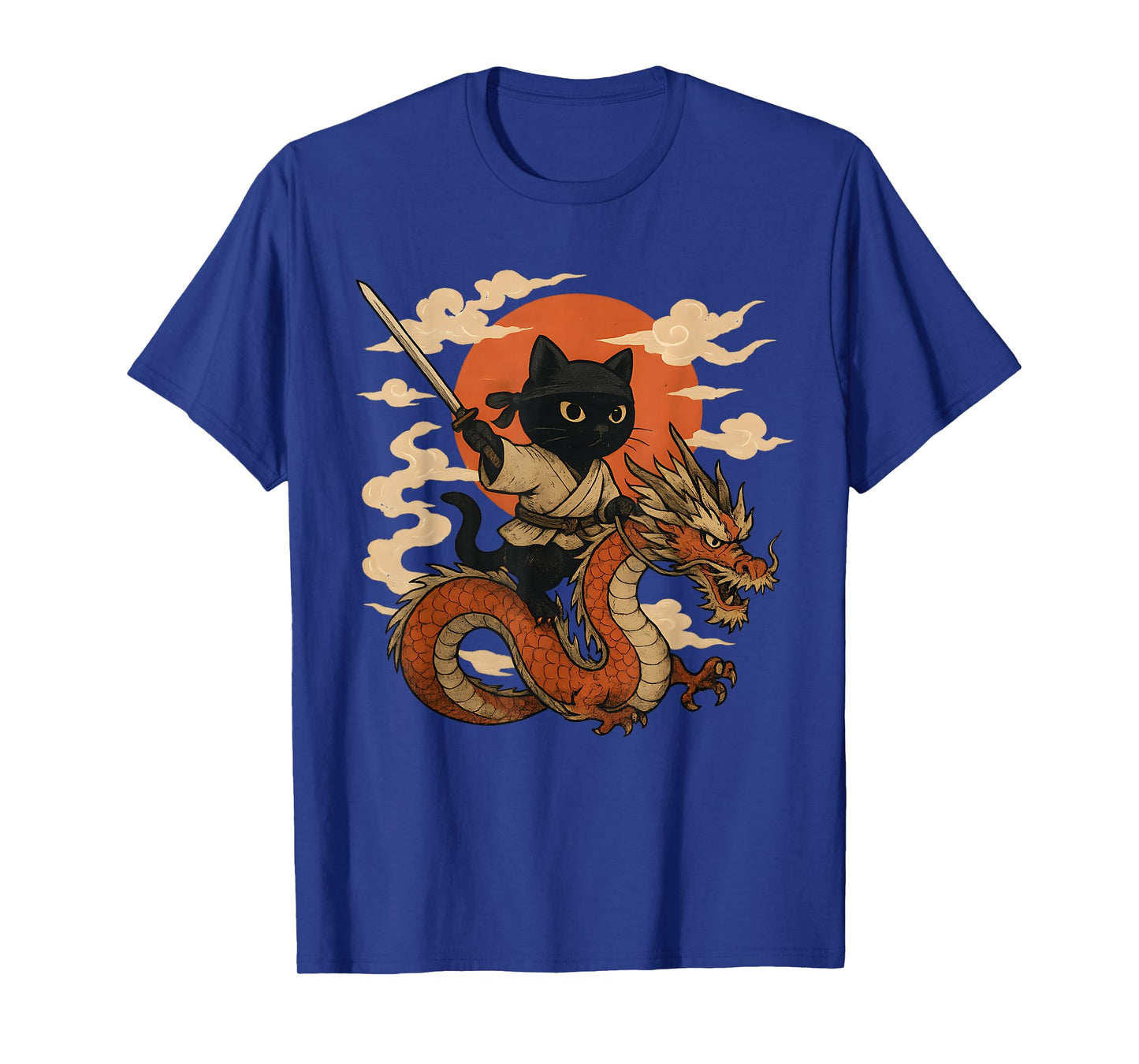 Vintage Japanese Samurai Cat Ninja dragon Kawaii anime lover T-Shirt