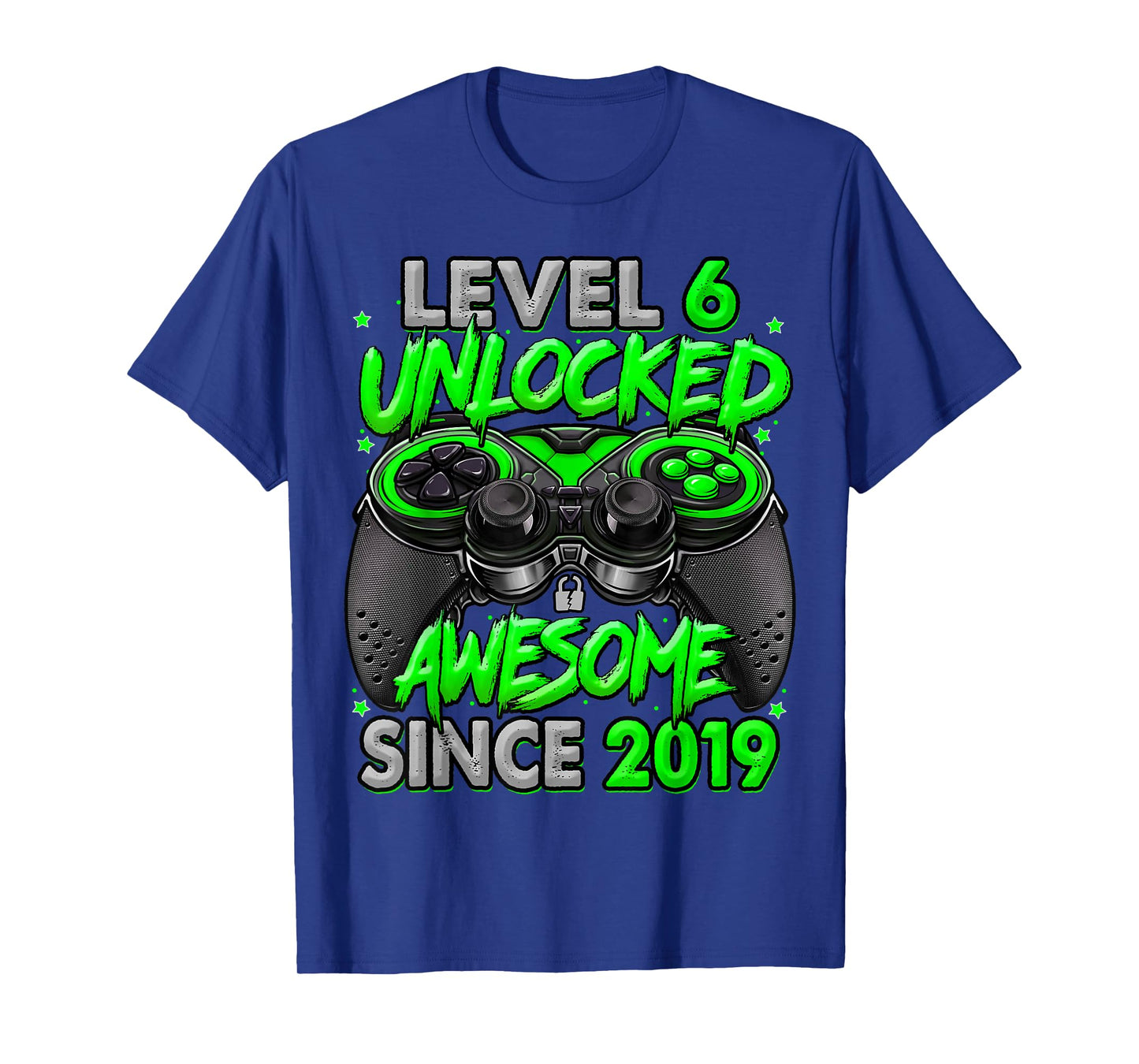 Level 6 Unlocked Awesome Since 2019 6th Birthday Gaming T-Shirt