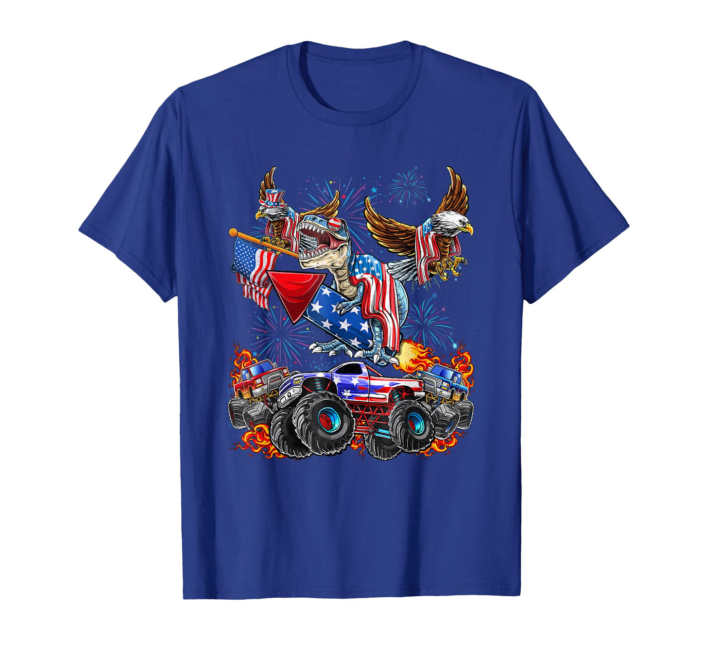 Eagle Monster Truck Dinosaur July 4th America Patriotic USA T-Shirt
