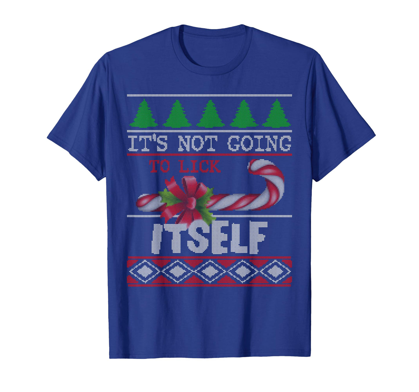 Funny Candy Cane Naughty Ugly Sweater Humor Christmas T-Shirt