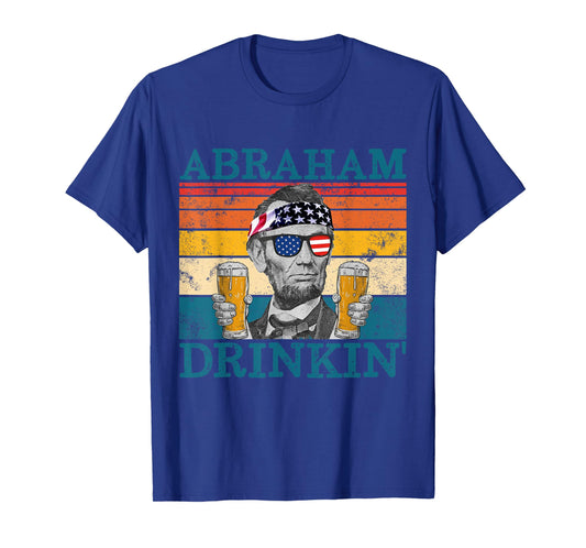 Abraham Drinkin' Retro Drinking President Abraham Lincoln T-Shirt