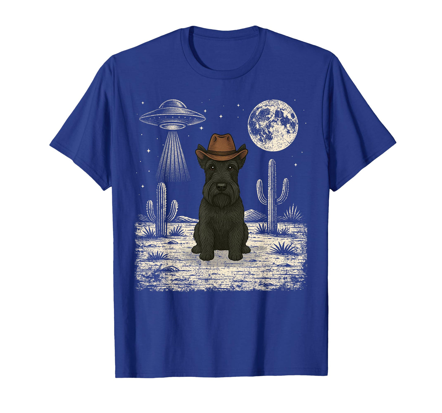Funny Scottish Terrier Cowboy Western Scottie Dog UFO T-Shirt
