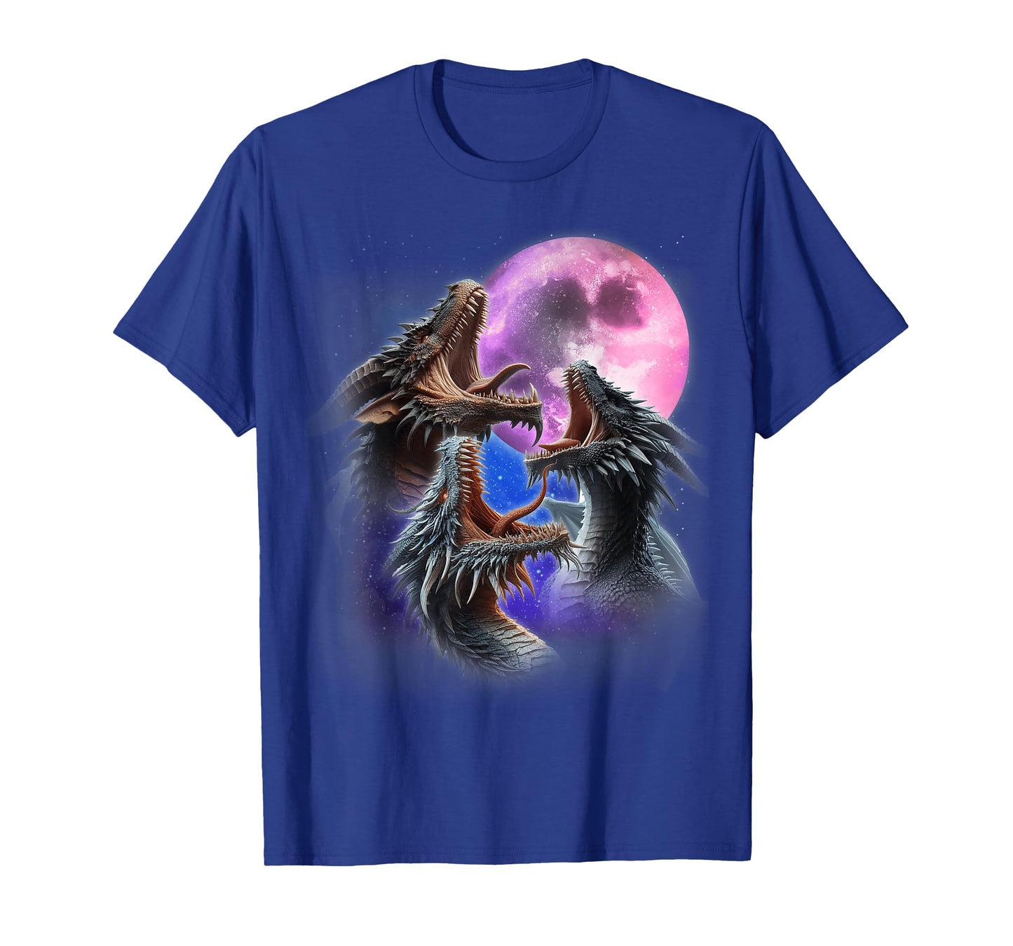 3 Dragons Howling At The Moon Funny Fantasy Dragon Lover T-Shirt