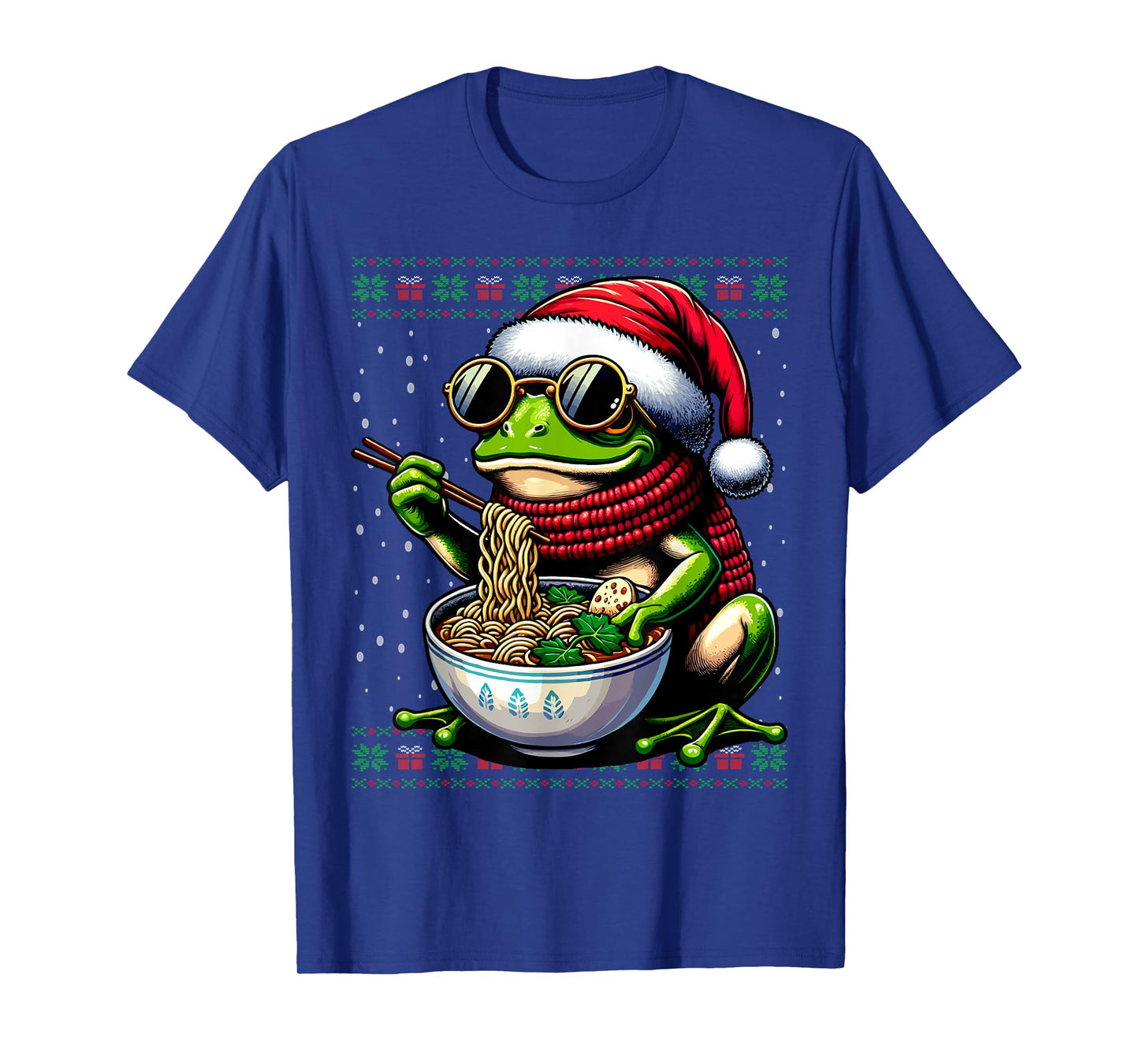 Christmas Frog Eating Ramen Ugly Christmas Sweater T-Shirt