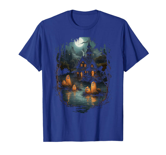 Vintage Ghost and Skeleton by Fire Camping Gothic Halloween T-Shirt