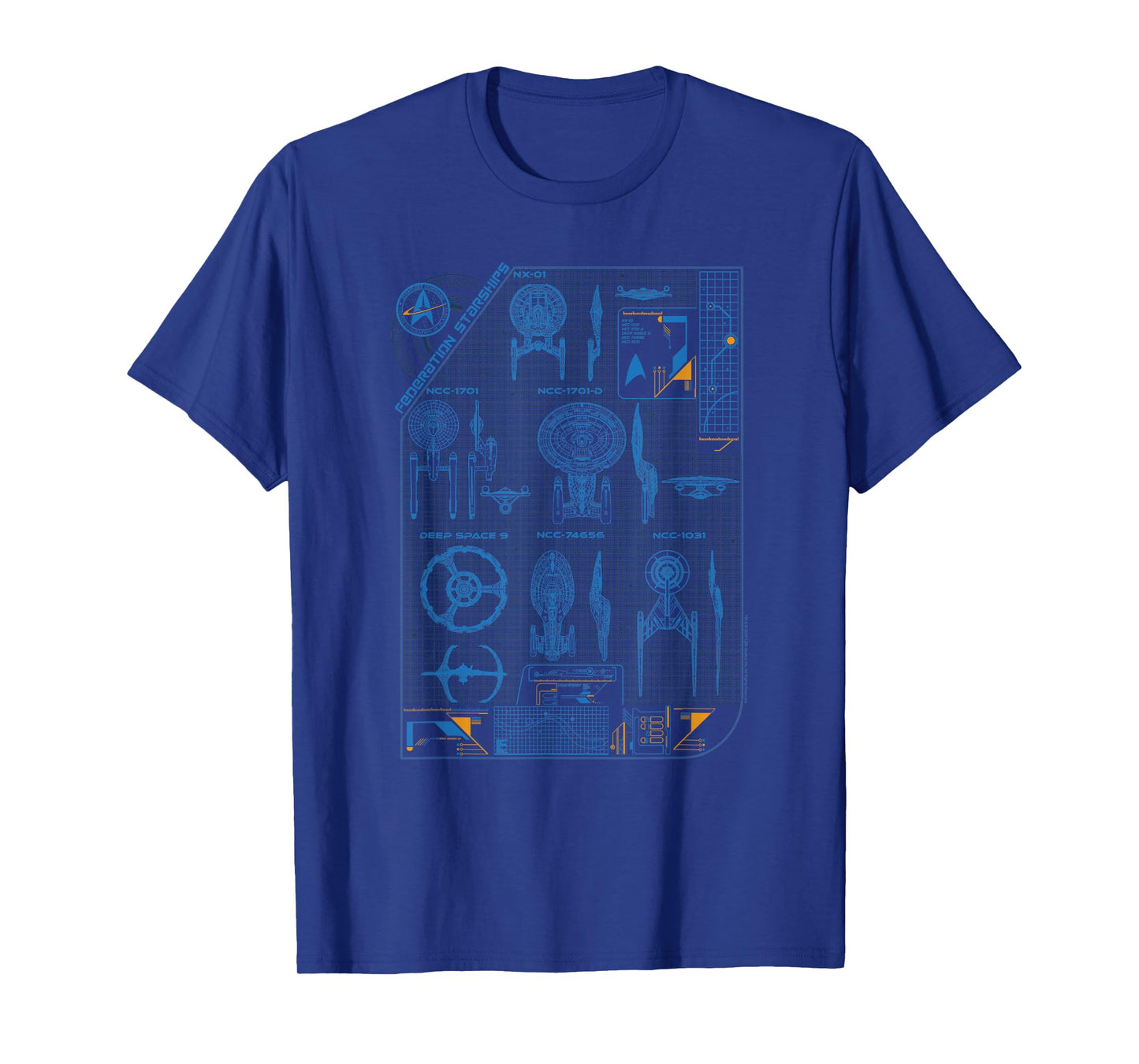 Star Trek Federation Starships Blueprints Group Shot Vintage T-Shirt