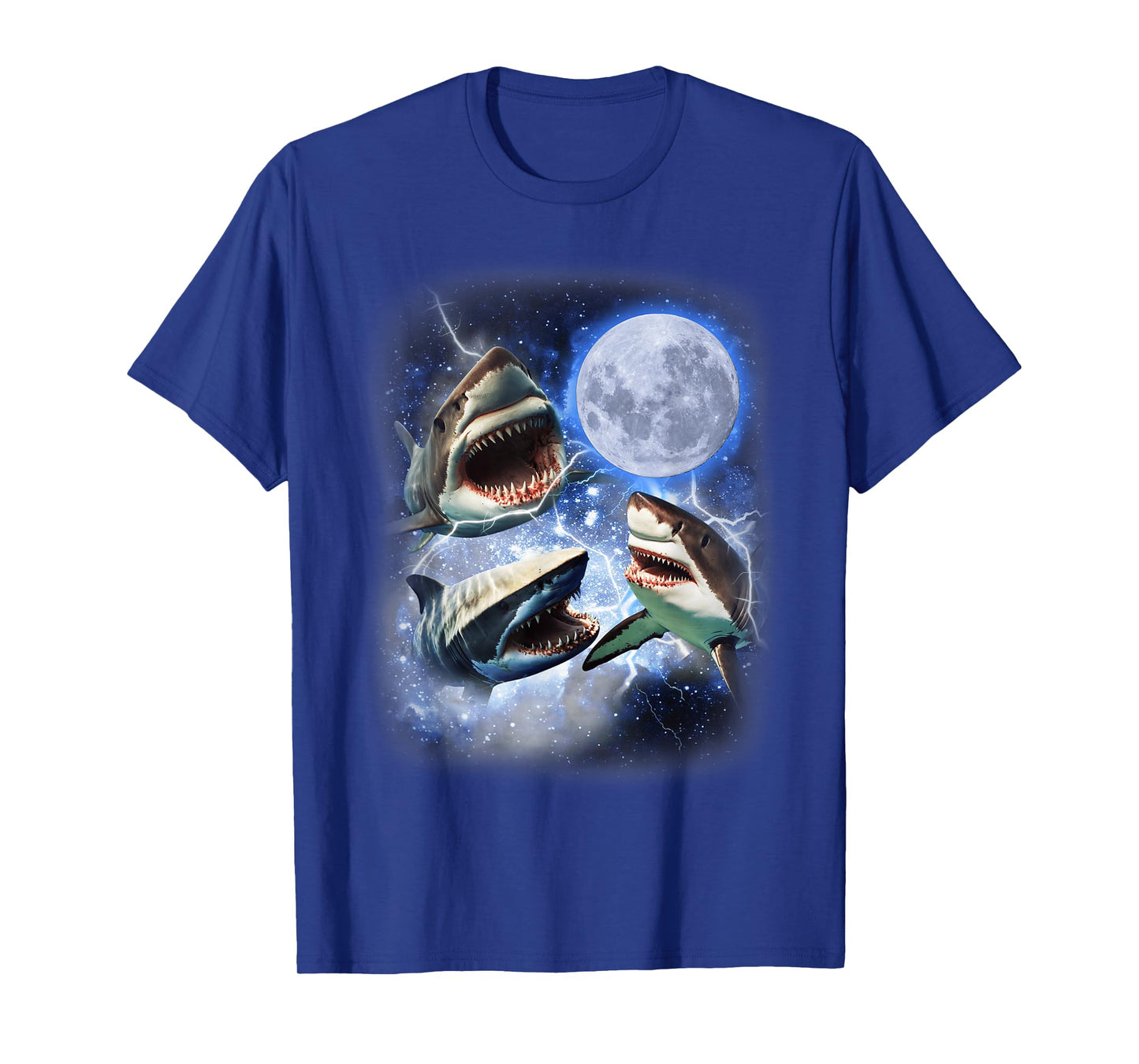 Three Shark Moon - 3 Great Whites Howling Wolfs Moon Parody T-Shirt