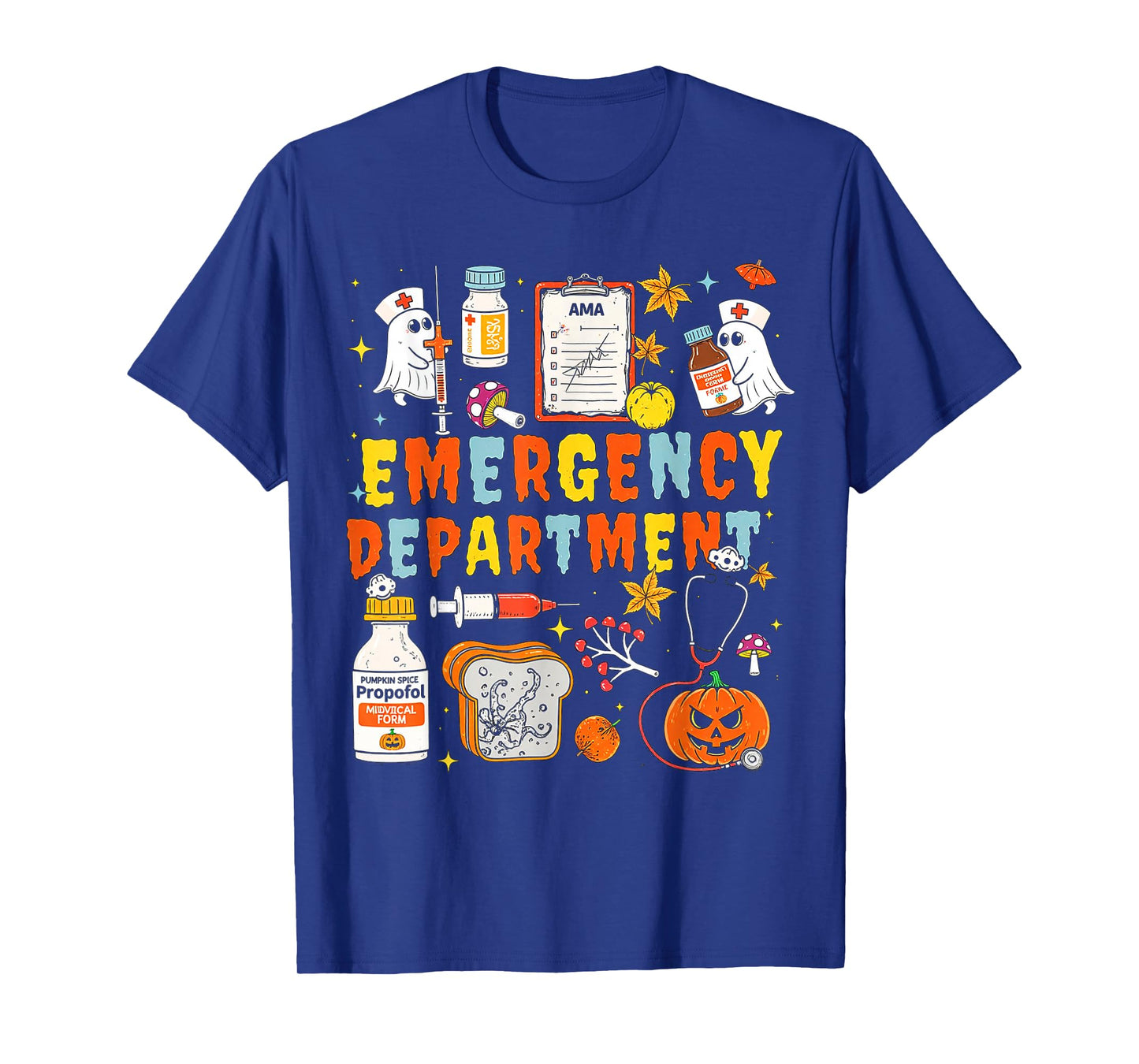 Spooky Emergency Department Funny Nurse Cute Ghost Halloween T-Shirt