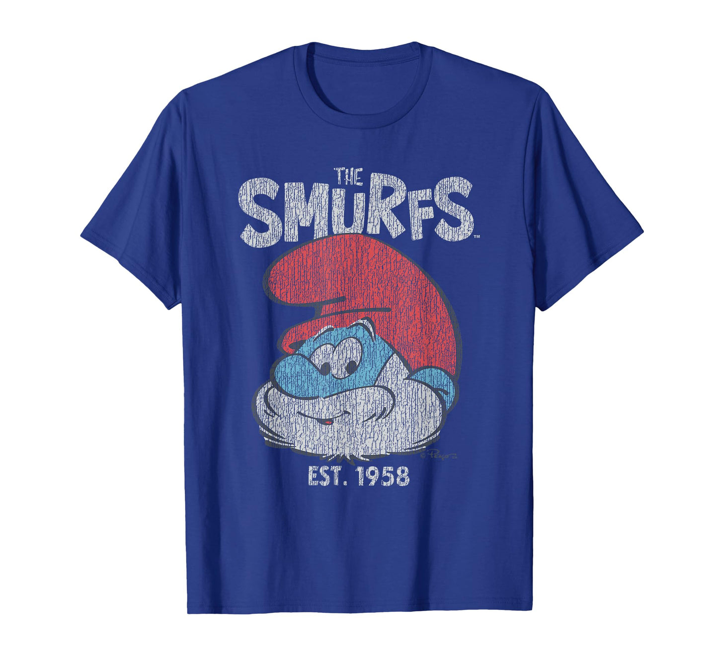 The Smurfs Vintage Papa Smurf Est. 1958 Retro Cartoon T-Shirt